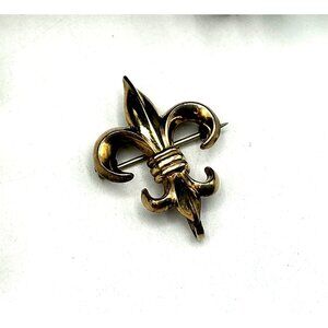 Vintage 1930's Gold-Tone Fleur-De-Lis Pin Brooch With Secure Clasp 1/20 12K
